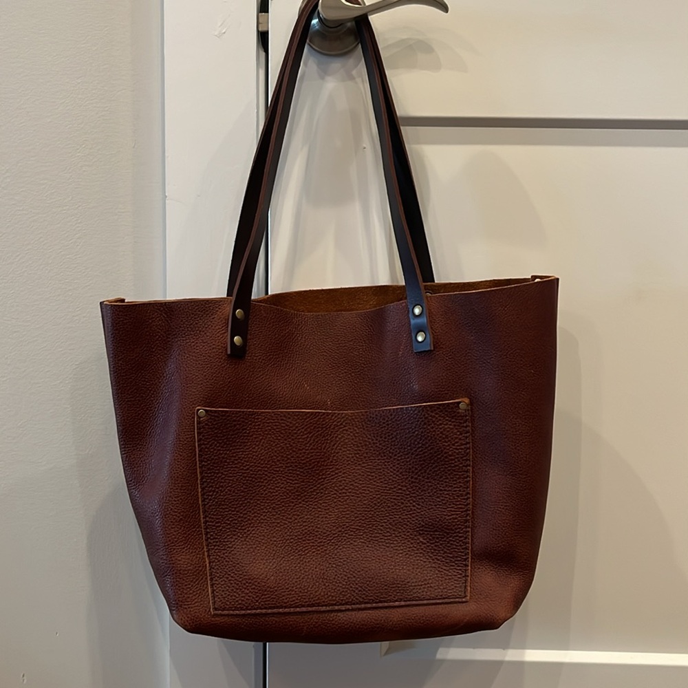 Portland Leather tote - large - nutmeg